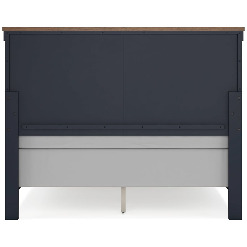 Bowery Hill Modern Hardwood Solids Brown & Blue Queen Panel Headboard