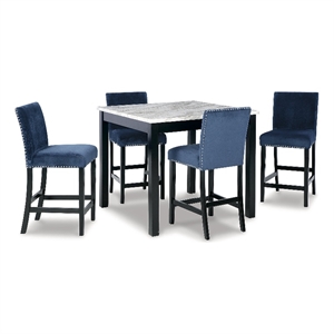 bowery hill contemporary blue counter height dining table set - set of 5