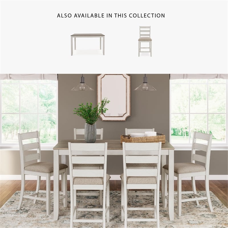 Bowery Hill Farmhouse White Counter Height Dining Table Set - Set of 7