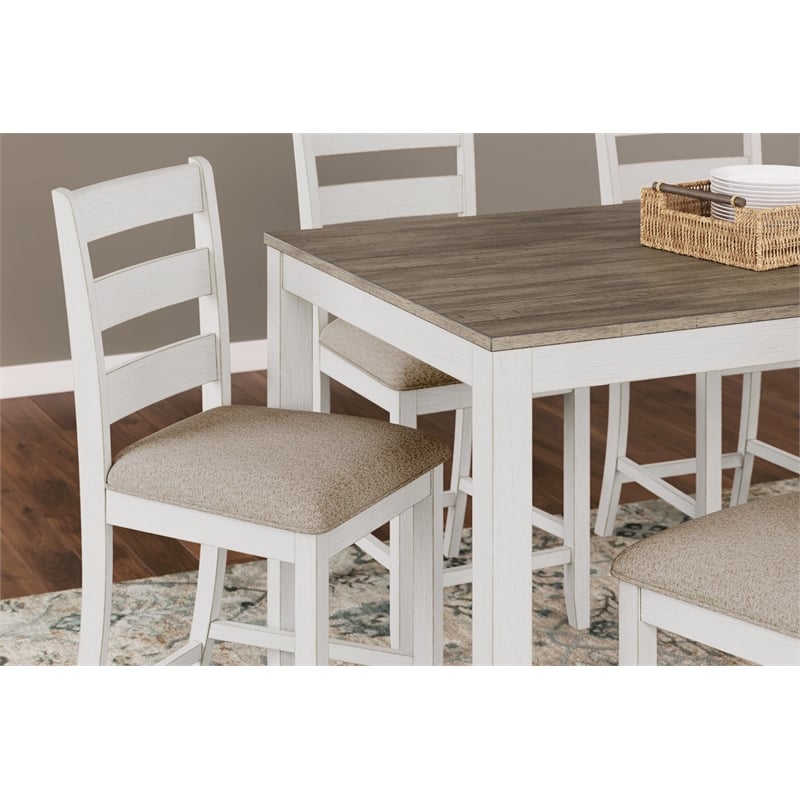 Bowery Hill Farmhouse White Counter Height Dining Table Set - Set of 7
