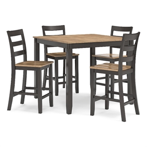 bowery hill farmhouse brown counter height dining table set - set of 5