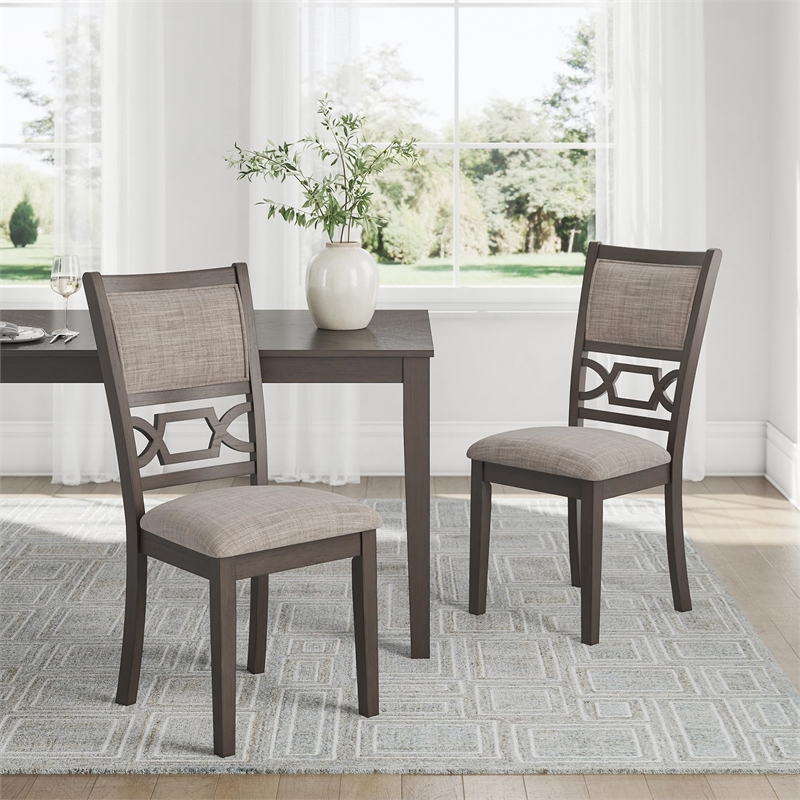 Bowery Hill Transitional Gray Dining Table and 4 Chairs and Bench - Set of 6