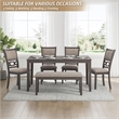 Bowery Hill Transitional Gray Dining Table and 4 Chairs and Bench - Set of 6