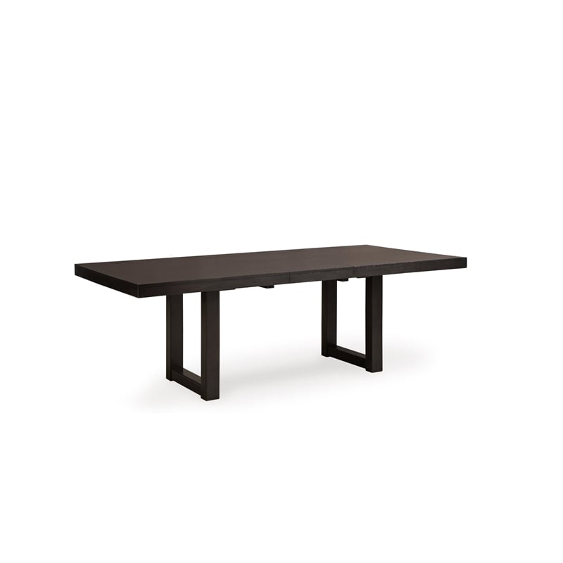 Bowery Hill Modern Hardwood Solids Dark Grayish Brown Dining Extension Table
