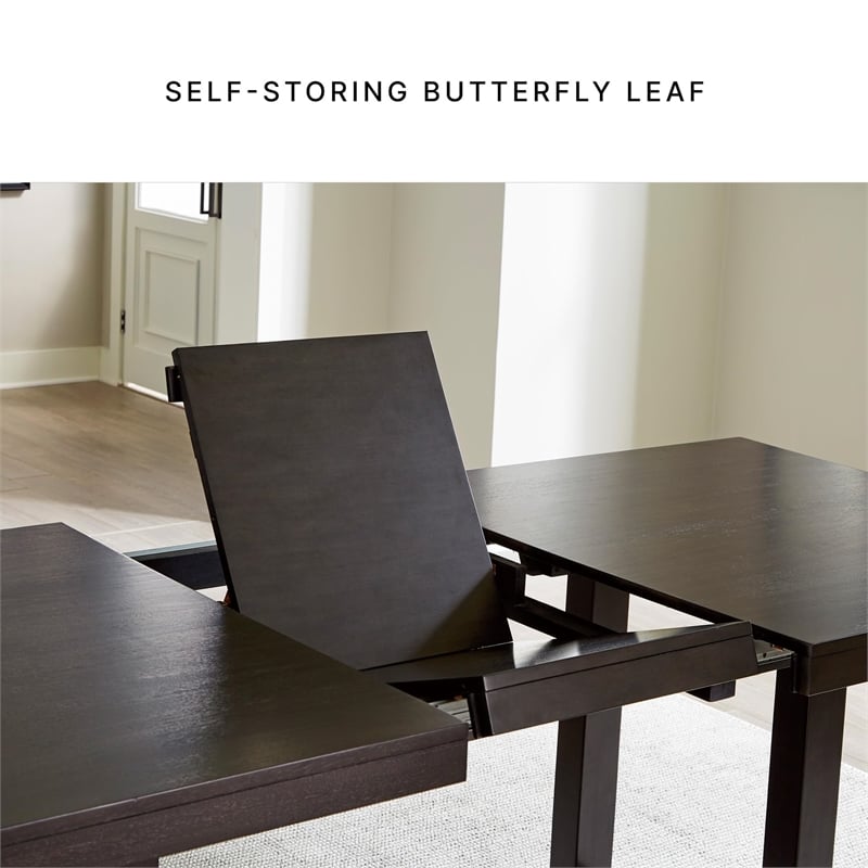 Bowery Hill Modern Hardwood Solids Dark Grayish Brown Dining Extension Table