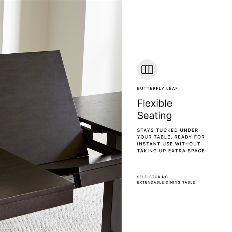 Bowery Hill Modern Hardwood Solids Dark Grayish Brown Dining Extension Table