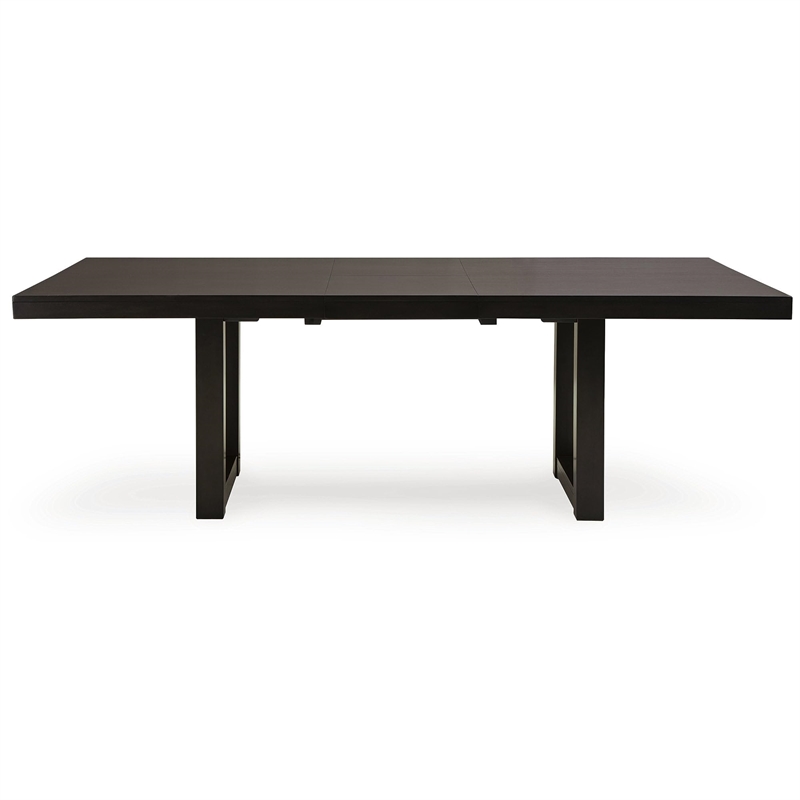 Bowery Hill Modern Hardwood Solids Dark Grayish Brown Dining Extension Table