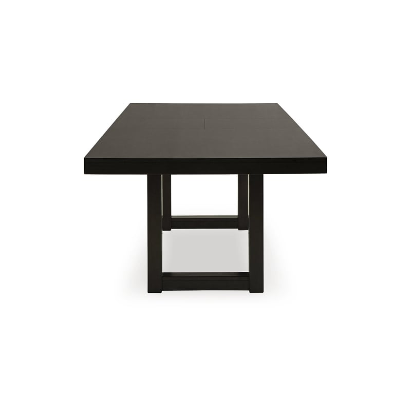 Bowery Hill Modern Hardwood Solids Dark Grayish Brown Dining Extension Table