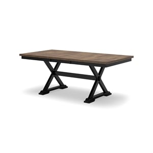 Bowery Hill Farmhouse Hardwood Solids Brown & Black Dining Extension Table