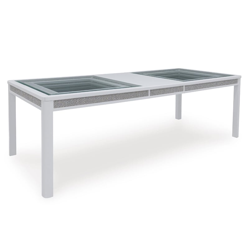 Bowery Hill Solid Wood Modern White Finish Dining Extension Table