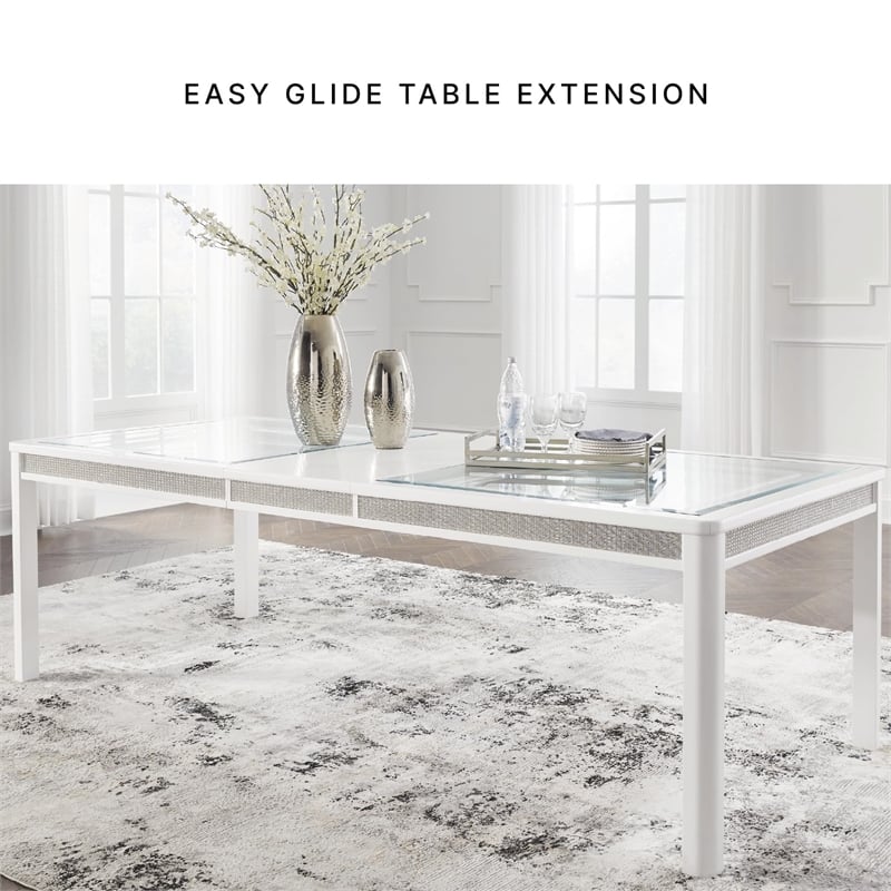 Bowery Hill Solid Wood Modern White Finish Dining Extension Table