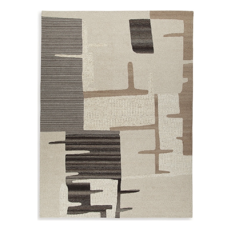 Bowery Hill Contemporary Polyester Beige & Brown Extra Large Rug