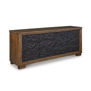 Bowery Hill Contemporary Hardwood Solids Brown 80&quot TV Stand for TVs up to 91&quot