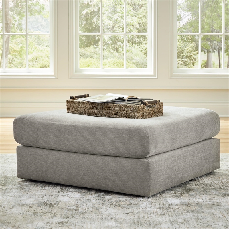 Bowery Hill Contemporary Corner-blocked frame Ash Oversized Accent Ottoman