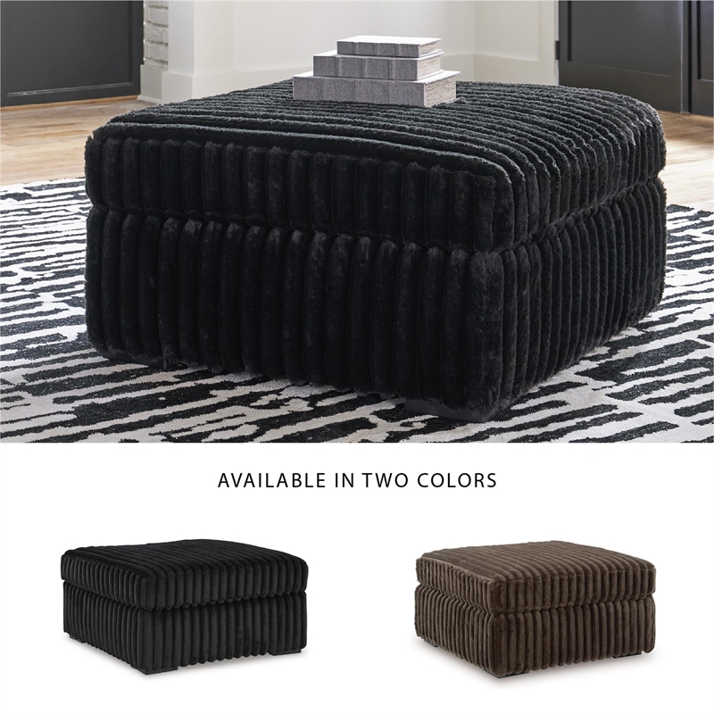 Bowery Hill Contemporary Corner-blocked frame Onyx Oversized Accent Ottoman