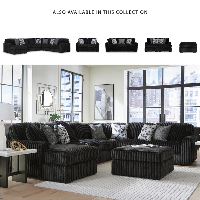 Bowery Hill Contemporary Corner-blocked frame Onyx Oversized Accent Ottoman