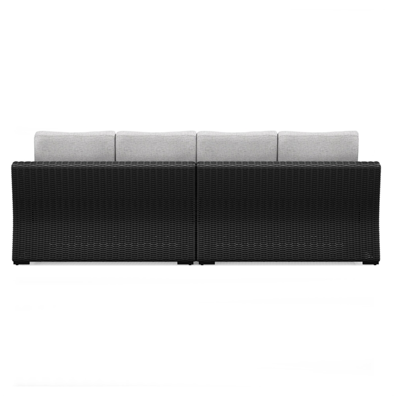 Bowery Hill Coastal Black & Gray 2-Piece Outdoor Loveseat with Cushion
