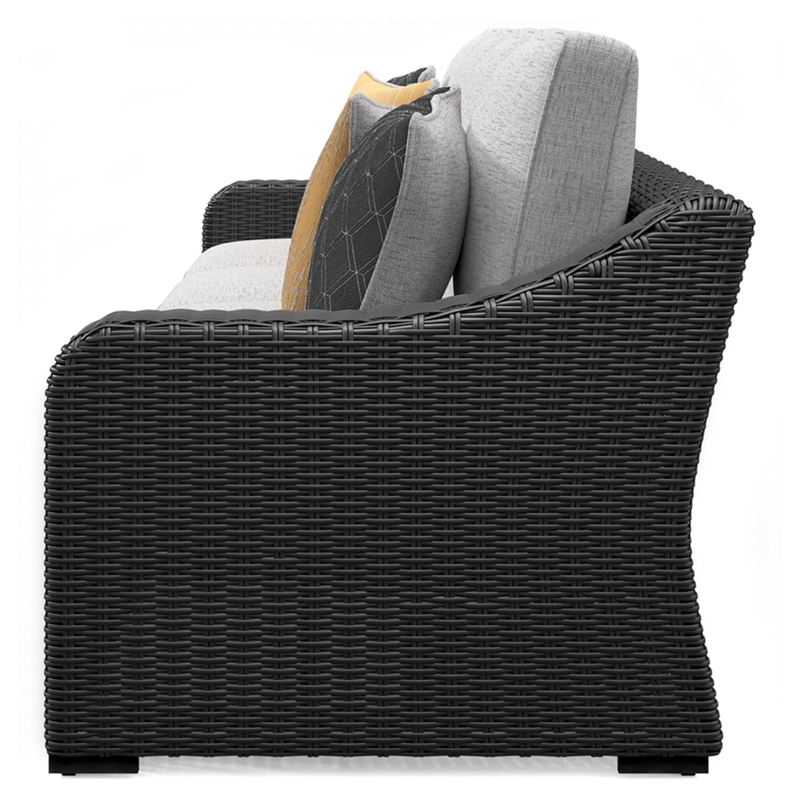 Bowery Hill Coastal Black & Gray 2-Piece Outdoor Loveseat with Cushion