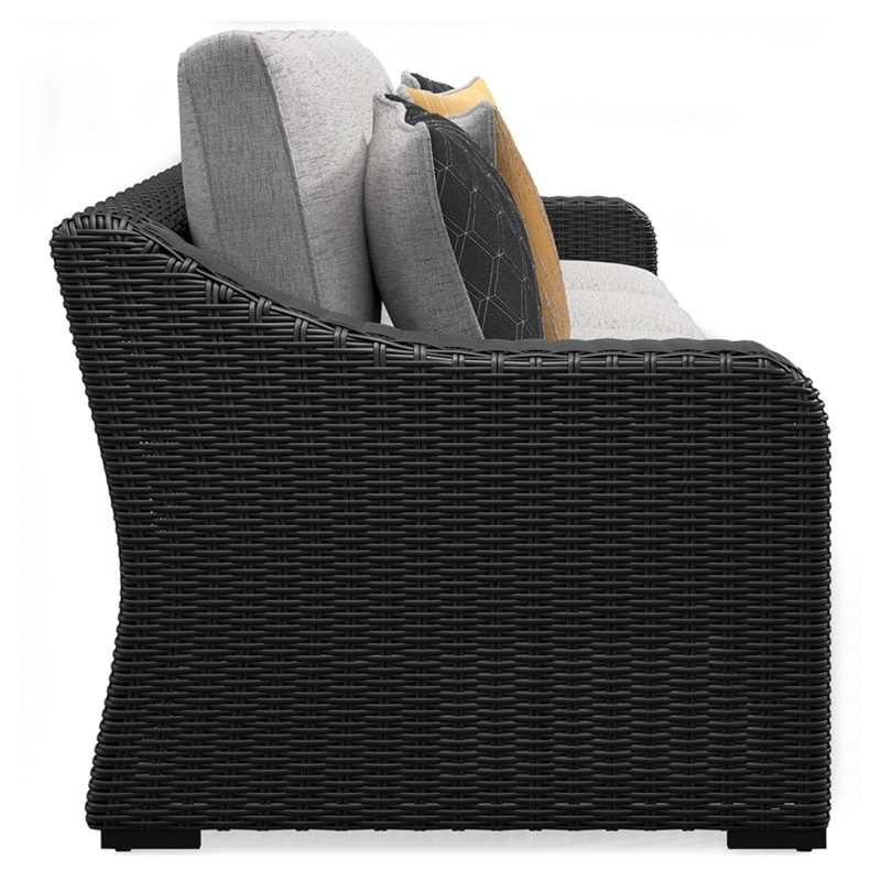 Bowery Hill Coastal Black & Gray 2-Piece Outdoor Loveseat with Cushion