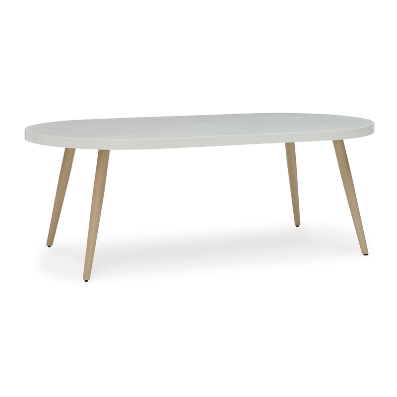 Bowery Hill Contemporary Aluminum White Outdoor Dining Table