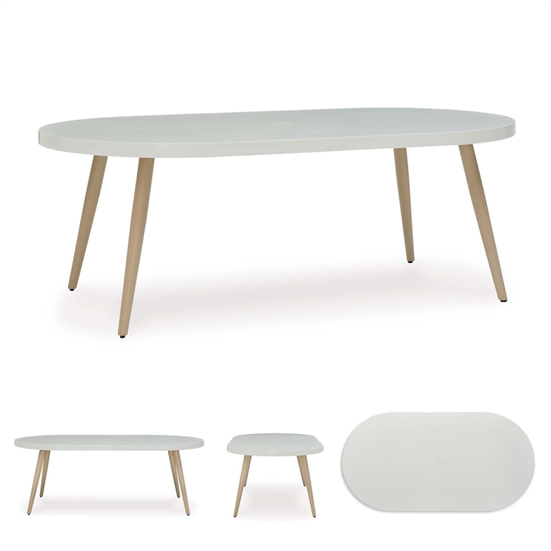 Bowery Hill Contemporary Aluminum White Outdoor Dining Table