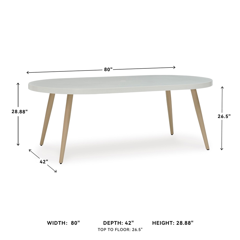 Bowery Hill Contemporary Aluminum White Outdoor Dining Table