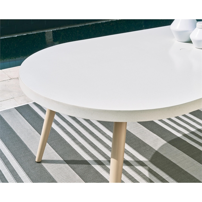 Bowery Hill Contemporary Aluminum White Outdoor Dining Table
