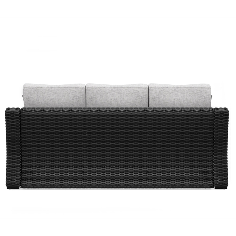 Bowery Hill Coastal Black & Light Gray Outdoor Sofa with Cushion