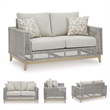 Bowery Hill Wicker / Rattan Coastal Gray Outdoor Loveseat with Cushion
