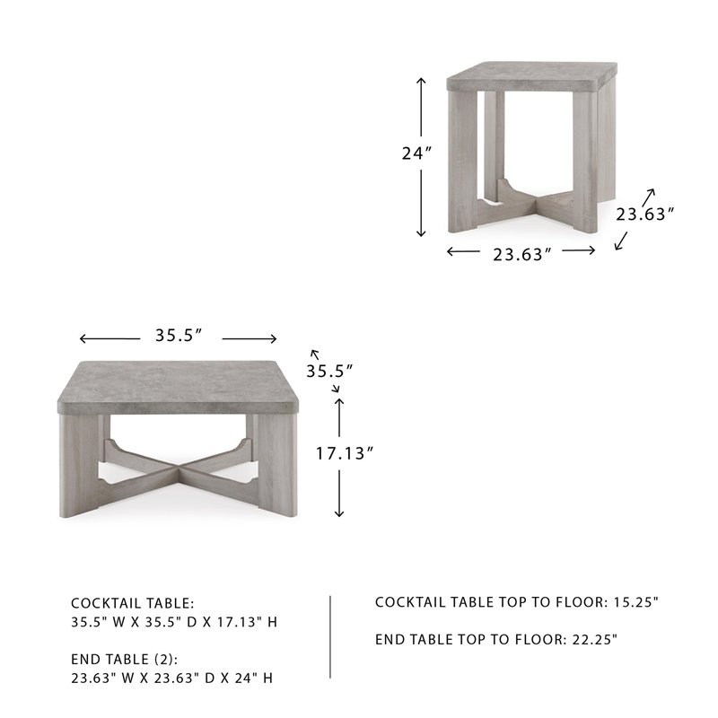 Bowery Hill Engineered Wood Contemporary Gray Coffee Table (Set of 3)