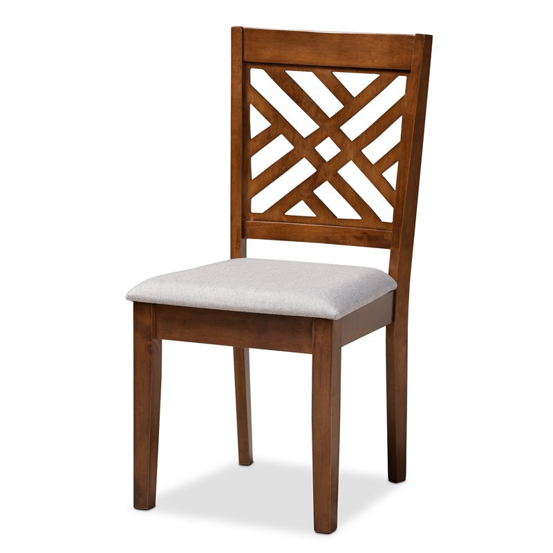 Bowery Hill Upholstered Walnut Wood 5-Piece Dining Set in Gray