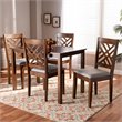 Bowery Hill Upholstered Walnut Wood 5-Piece Dining Set in Gray