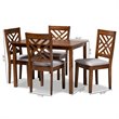 Bowery Hill Upholstered Walnut Wood 5-Piece Dining Set in Gray