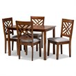 Bowery Hill Upholstered Walnut Wood 5-Piece Dining Set in Gray
