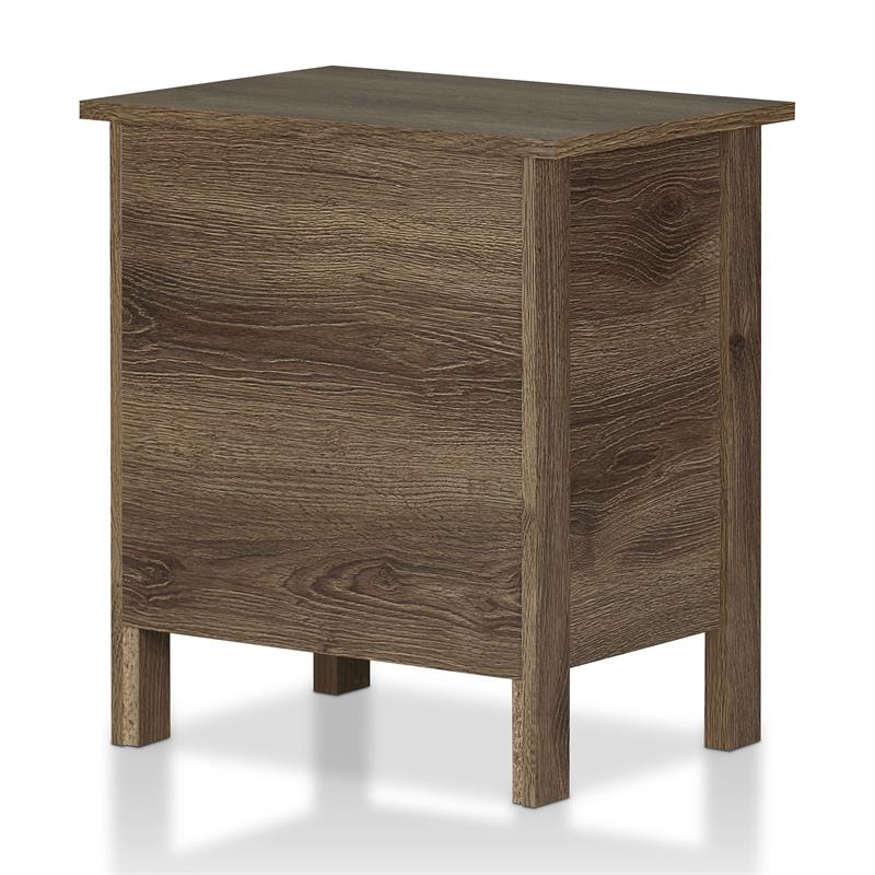 Bowery Hill Rustic Wood 2-Drawer Nightstand in Distressed Walnut