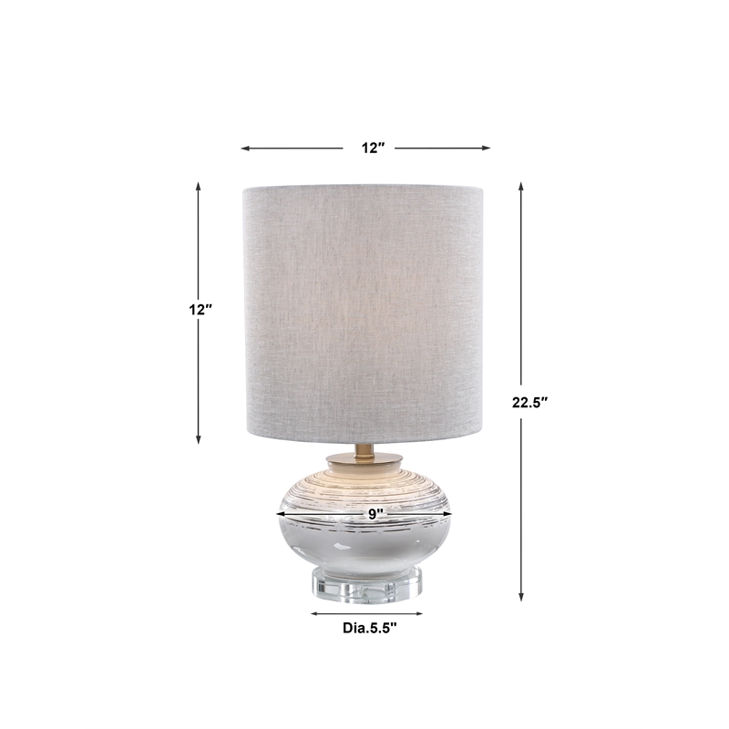 Bowery Hill Transitional Ceramic Crystal and Iron Accent Lamp in White