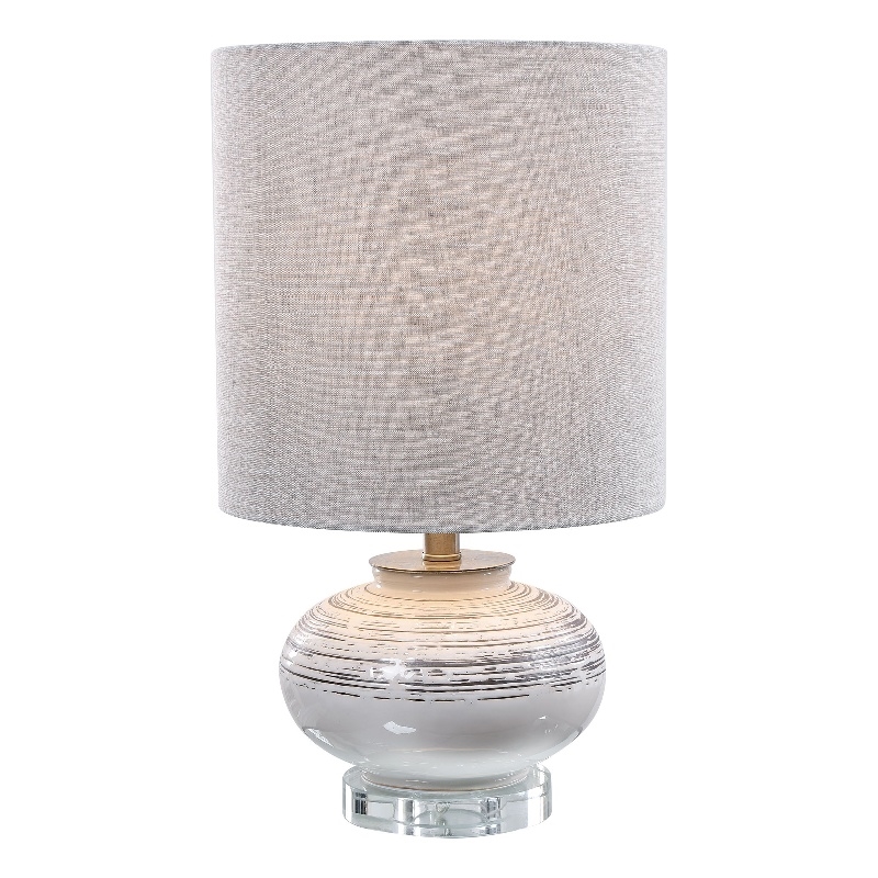 Bowery Hill Transitional Ceramic Crystal and Iron Accent Lamp in White