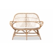 Bowery Hill Modern Bohemian White Fabric and Brown Rattan Loveseat