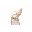 Bowery Hill Modern Bohemian White Fabric and Brown Rattan Loveseat