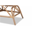 Bowery Hill Modern Bohemian White Fabric and Brown Rattan Loveseat
