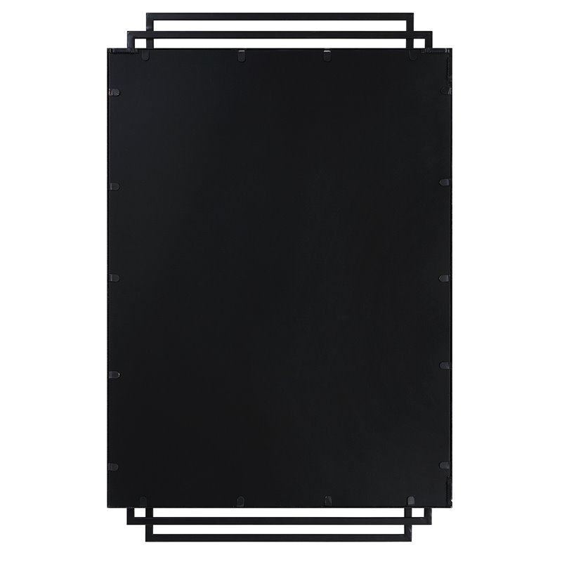 Bowery Hill Contemporary Iron and MDF Mirror in Matte Black Finish