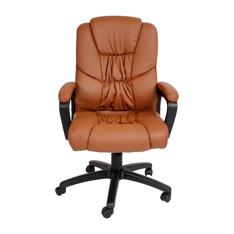 Bowery Hill Contemporary LeatherSoft Executive Office Chair in Brown