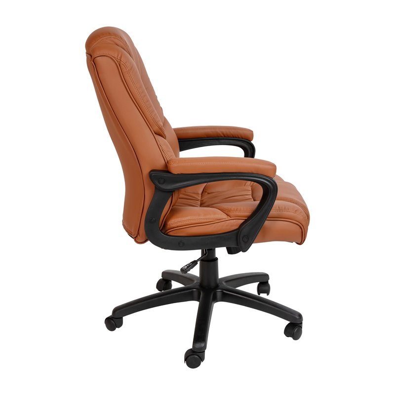 Bowery Hill Contemporary LeatherSoft Executive Office Chair in Brown