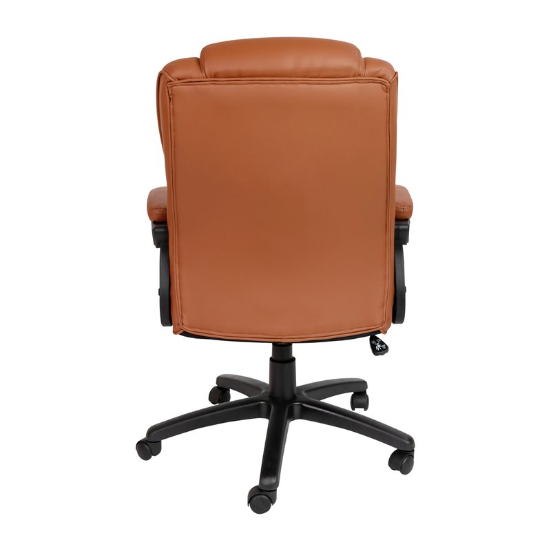 Bowery Hill Contemporary LeatherSoft Executive Office Chair in Brown