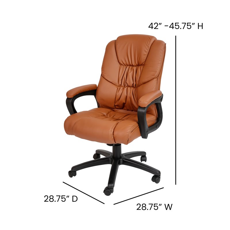 Bowery Hill Contemporary LeatherSoft Executive Office Chair in Brown