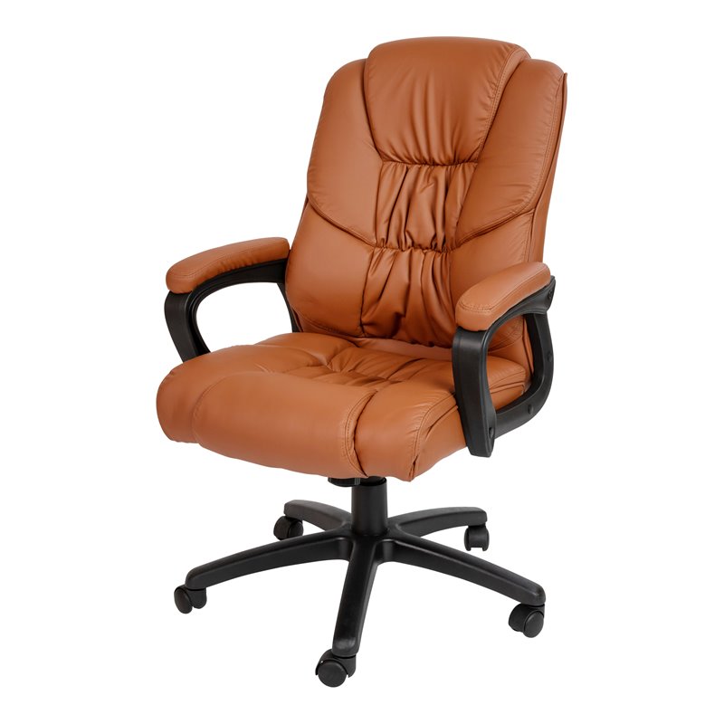 Bowery Hill Contemporary LeatherSoft Executive Office Chair in Brown