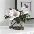 Bowery Hill Glass and Stone Magnolia Flower Centerpiece in Clear