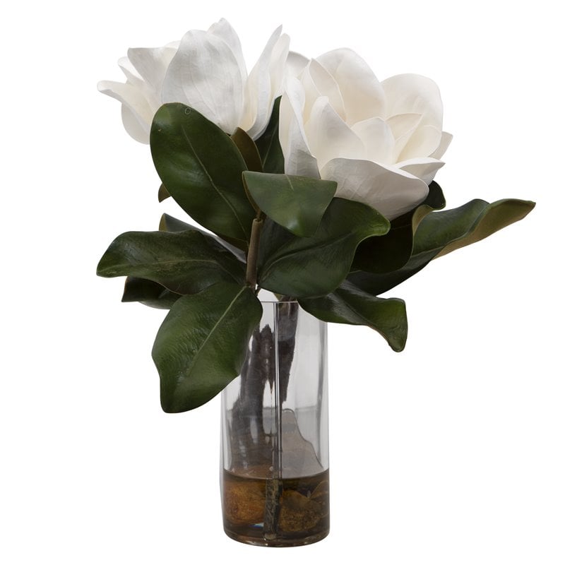 Bowery Hill Glass and Stone Magnolia Flower Centerpiece in Clear