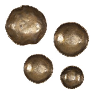 Bowery Hill Contemporary Aluminum Wall Bowls in Vintage Brass (Set of 4)