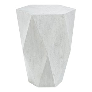 Bowery Hill Geometric Mango Veneer Top Wood Side Table in Fresh White